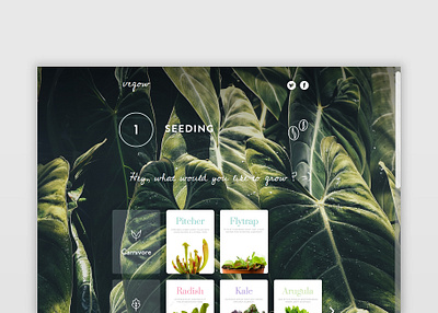 Vegow - Grow your veggies online card green one page plants ui web design website