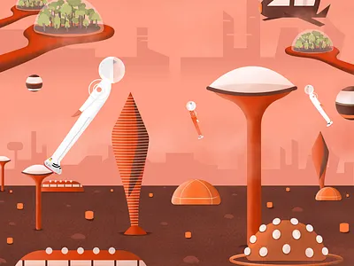 Future on Mars 2d apollo astronaut concept art cyberpunk design designing future dome future future london academy futuristic illustration mars martian scifi space space travel spaceship texture vector