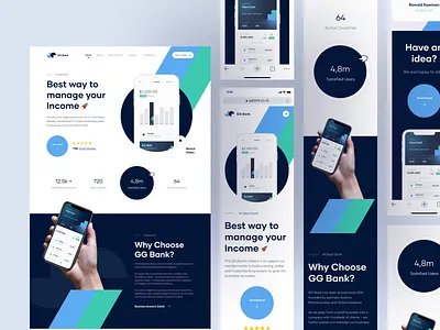 GG Bank - Responsive Design bank business homepage landing design landing page live mobile view payment product profile responsive saas sass transaction web web design website