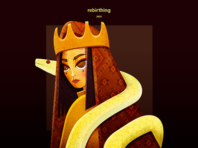 Rebirthink art character design face graphic design illustration illustrator print queen snake watercolor