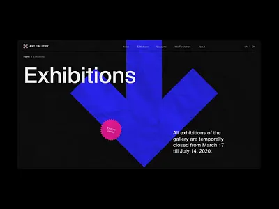 Art Gallery. Exhibitions page art art gallery dark ui design exhibition design interface minimalist swiss design swiss style ui ui ux uidesign web web design webdesign website design