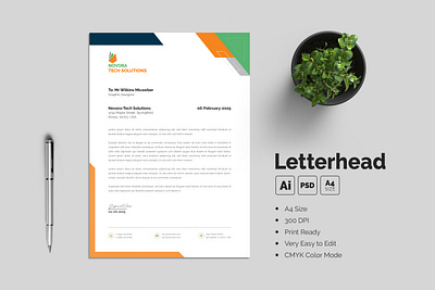 Editable Letterhead Template - Modern Layout business stationery design