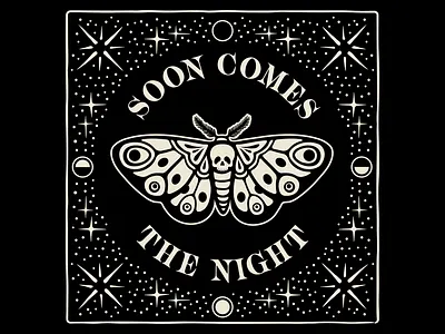 Soon Comes The Night design illustration moth playlist cover vector