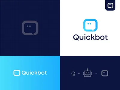 Quickbot brand identity alphabet brand branding chat chatbot computer comunication digital logo letter mark letter q logo message minimalist logo modern negative space q letter q logo robot saas smart