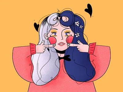 Put a smile 2d character bright colors character illustration drawing dtiys flat illustration flatdesign girl hearts illustration procreate art