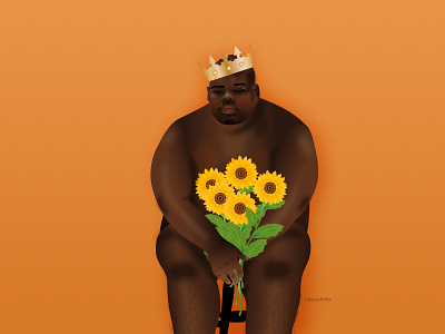 Kubwa Kijana - Big Boy african art big man black art black artist body positive character design dark skin design illustration illustrator king minimal nudeart sunflowers vector