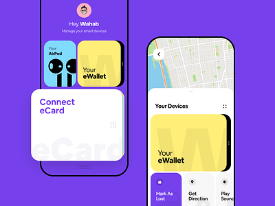 💳 Find my wallet ai animation app branding claw claw interactive design illustration inspiration logo map app mobile app smart ai smart device ui ux wahab wallet app wstyle