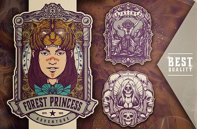 Vintage Logo Badges Set awesome brand branding buy design designs illustration logo sell skull t shirt design vector