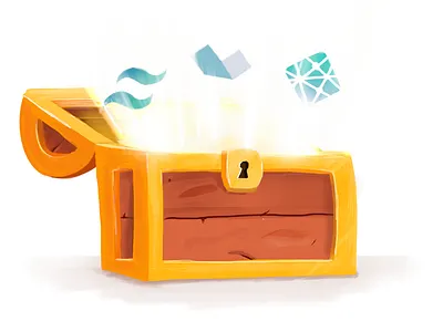 Web Development Unlocked Illustration alpine blog post gold illustration tailwind treasure treasure chest