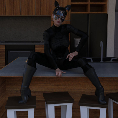 Catwoman in quarantine 3D Rendering 3d art 3d artist 3d render 3d rendering batman catwoman cg dc realistic 3d renderhub renders sudaka arts