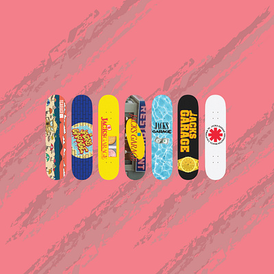90's Inspired Skate Decks (Concepts only) - Garage Skate Shop action sports branding california design hand drawn illustration illustrator lettering logo skateboard typography vector