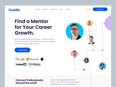 Huddle: Landing Page apple brand connection design google growth home page illustration landing page logo design marketing minimal product design ui ux visual identity web web design web page website