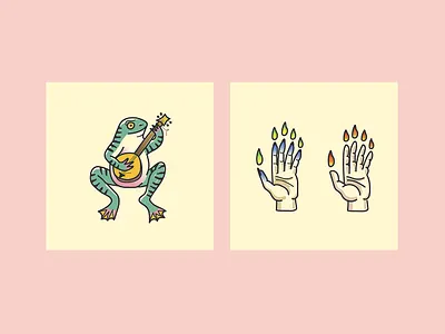 Magicka banjo bold bright colorful dnd drawing fire flat frog hand illustration line art line artwork musical scribble spooky toad vector