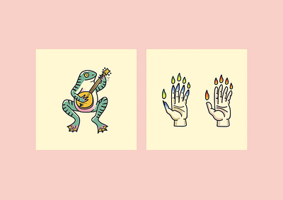 Magicka banjo bold bright colorful dnd drawing fire flat frog hand illustration line art line artwork musical scribble spooky toad vector