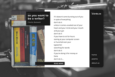 Blog Post - Daily UI Challenge #035 bukowski daily ui 035 dailyui dailyui035 poems poets ui ui ux uxdesign webdesign