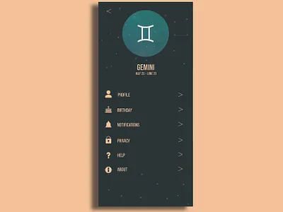 Daily UI 007 007 astrology dailyui dailyui007 design settings ui