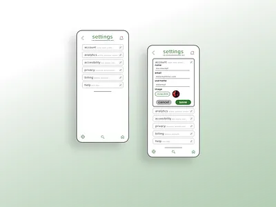 settings menu - daily UI challenge day 7 dailyui settings ui ui design uiuix