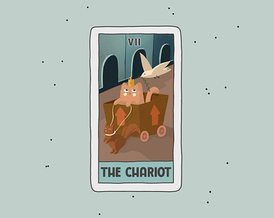 The Chariot advertisement art branding card cards cartoon cat design illustration poster procreate tarot witchy