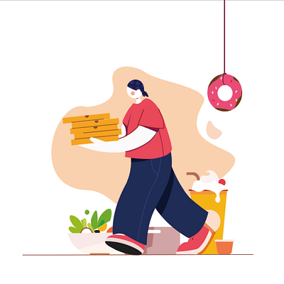 Delivery character delivery food illustration man person pizza takeout vector walking work