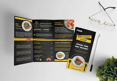 Restaurant Trifold Brochure animation bifold bifold brochure branding brochure brochure design brochure template design illustration logo logodesign restaurant brochure social media banner trifold trifold brochure typography ui ui design ux vector