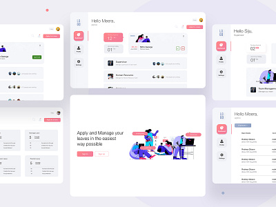 Leave Management System UI app branding design flat minimal ui ux web website