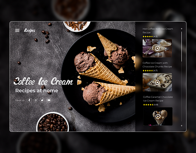 Coffee Ice Cream Recipe art banner design coffee ice cream design food ice cream minimal mockup design ui ux web website