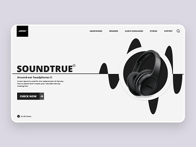 Bose Headphone landing page adobe adobe xd blackandwhite bose dailyui dashboard design design dribbble ecommerce ecommerce design headphones illustration landing page minimalist music music player ui ux webdesign