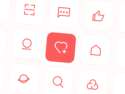 Chaowan app icons app branding chaowan collect dailyui design give a like home icon icons illustration linear design linear icons plaything red ui