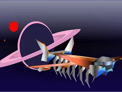 Starship background flat illustration planet starship vector