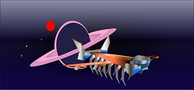 Starship background flat illustration planet starship vector