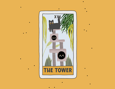 The Tower art branding card cards cartoon cat comic concept creative design illustration logo plant poster procreate tarot