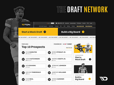 The Draft Network - Web Design draft football graphic design nfl sports ui user experience ux web web design website website design