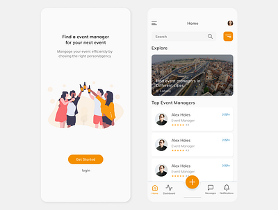 An app idea for event managers and clients app design flat icon mobile app typography ui ux vector