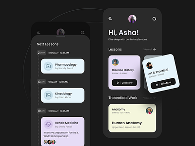 Medical Online Course App app app design app screen course course builder dashboard doctor elearning learning lesson medical mobile mobile app online online course product screen ui ux video