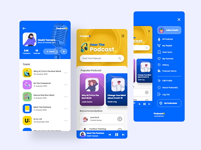 PodcastQ App Design app design mobile mobile app design mobile design mobile ui modern design podcast ui uidesign uiux