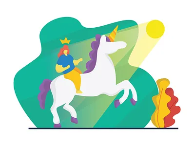 Princess and Unicorn art colorfull design flat flat illustration graphic illustration illustration design imagination princess simple unicorn vector