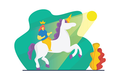 Princess and Unicorn art colorfull design flat flat illustration graphic illustration illustration design imagination princess simple unicorn vector