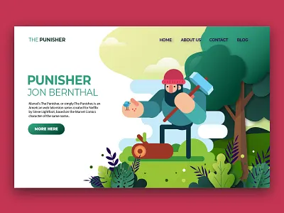 The Punisher branding design flat illustration illustrator minimal typography ui vector website