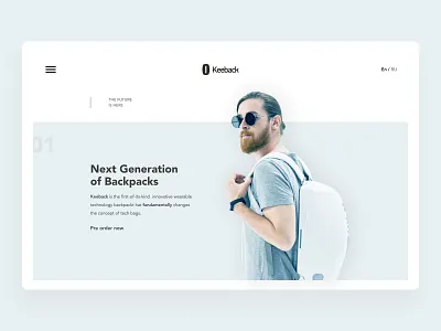 Keeback Pre-ordering UI website concept backpack minimalism rucksack style trends ui uiux web webdesign