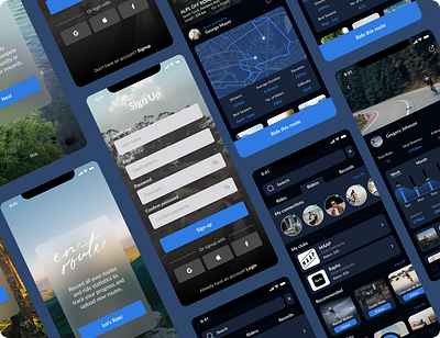 EN ROUTE - Cycle Community App UI Design branding design graphic design typography ui
