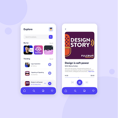 Podcast player UI interactiondesign podcast ui design