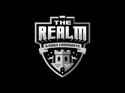 The Realm Logo badge basketball castle community crest crown fans flags gaming kings realm sacramento stars