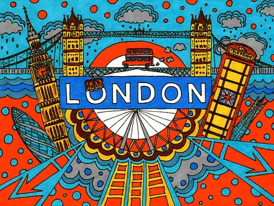 London art cards color design drawing handlettering illustration illustrator london postcard postcard design postcard project type typography