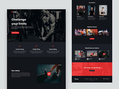 Fitness Landing Page clean dark ui design fitness home page homepage landing page modern ui ui design ux web web design