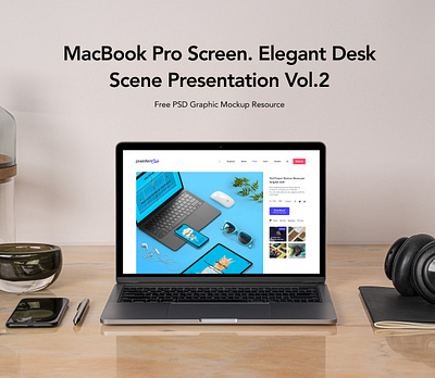 Free Desk Psd MacBook Pro Scene Set Vol2 macbook mockup macbook pro mockup mockup