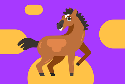 Party horse 2d art character design illustration vector