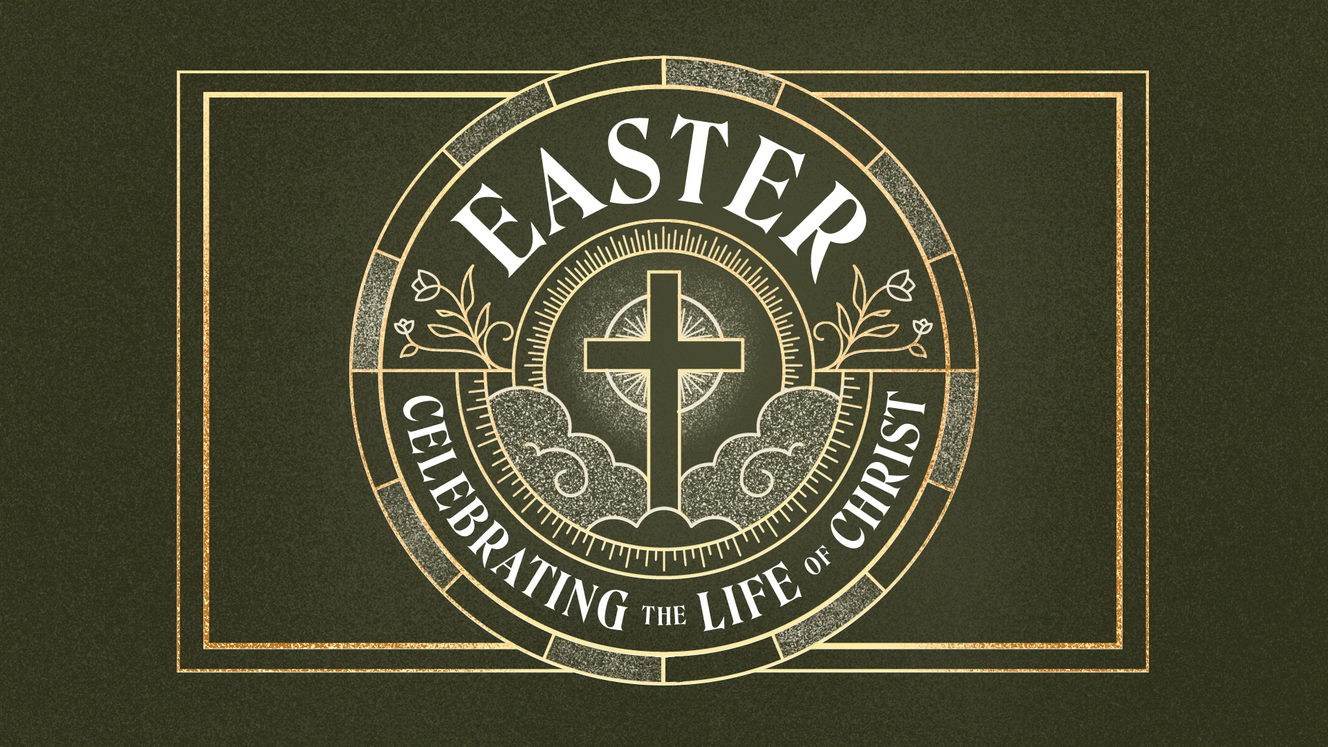 Easter Sermon Series clouds cross easter emblem floral flowers illustration monoline seal series sermon sunburst tulip typography