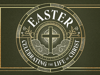 Easter Sermon Series clouds cross easter emblem floral flowers illustration monoline seal series sermon sunburst tulip typography