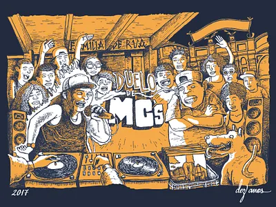 Duelo de MCs - Estampa hiphop illustration rap silkscreen