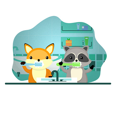 Cute fox and raccoon:) illustration vector